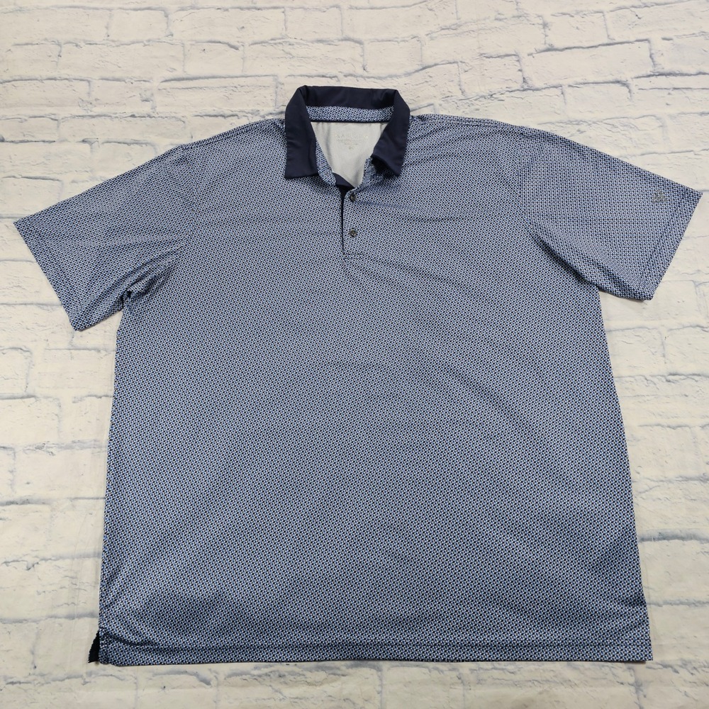 MAELREG Performance Polo MENS 3XL Blue Geometric Short Sleeve Golf Shirt
